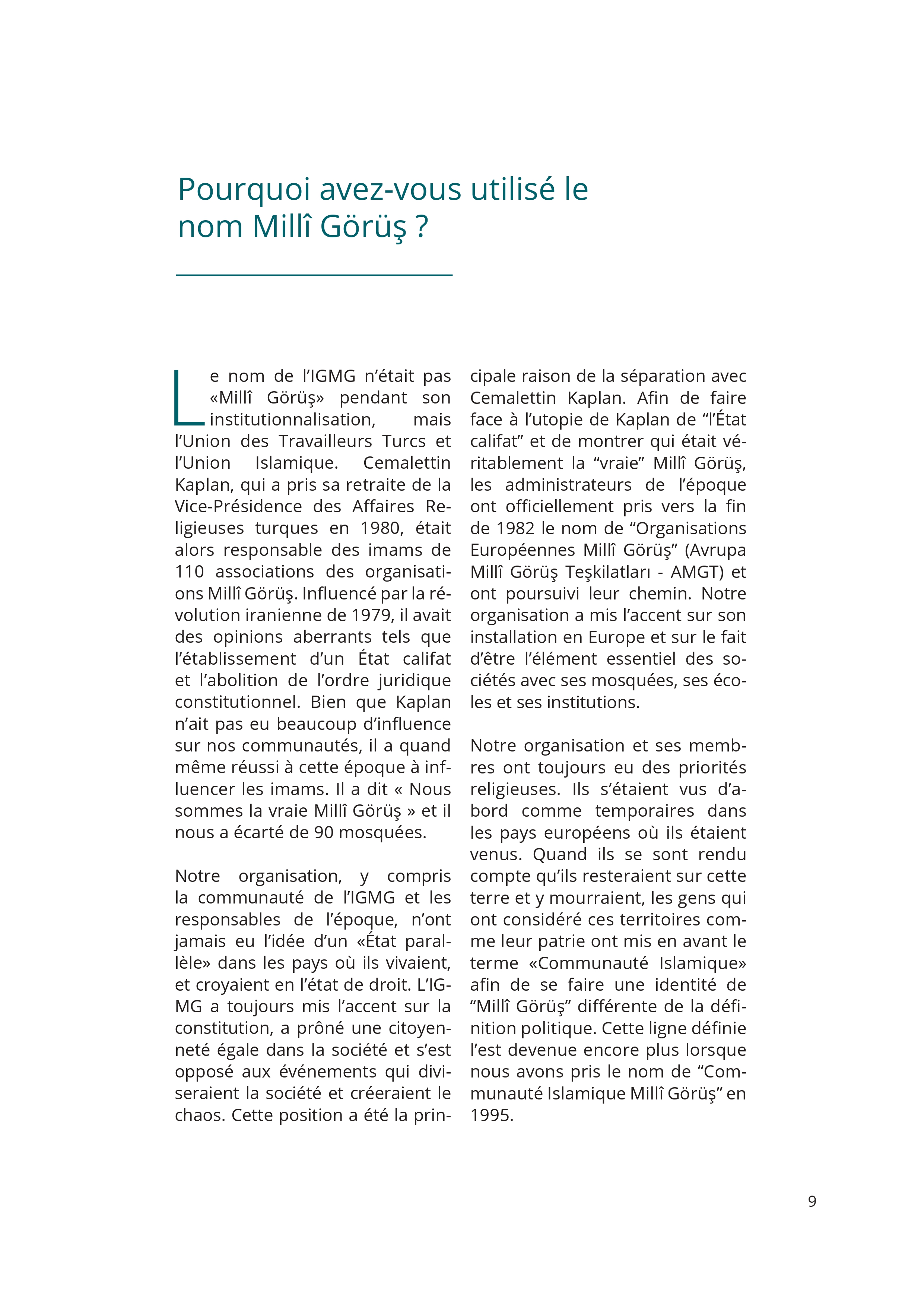 Le Passé et le Présent de l'IGMG/CIMG